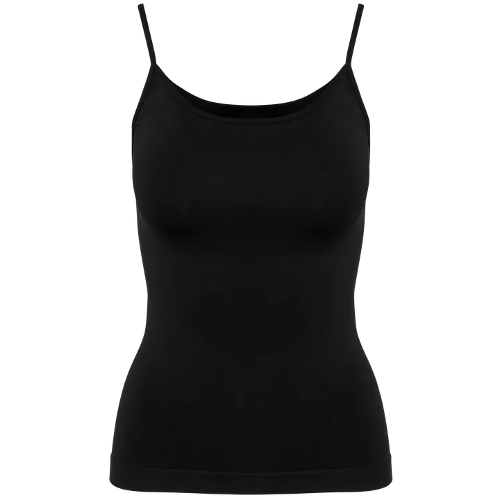 Umweltfreundliches, nahtloses Damen-Top mit feinen Trägern Black