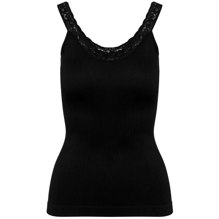 Umweltfreundliches, nahtloses Top mit Spitze Black