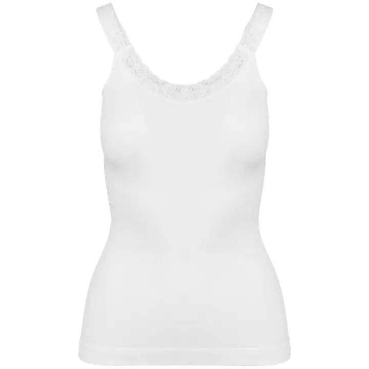 Umweltfreundliches, nahtloses Top mit Spitze White