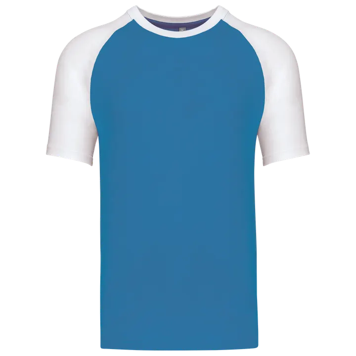 Baseball-Shirt, zweifarbig Aqua Blue / White
