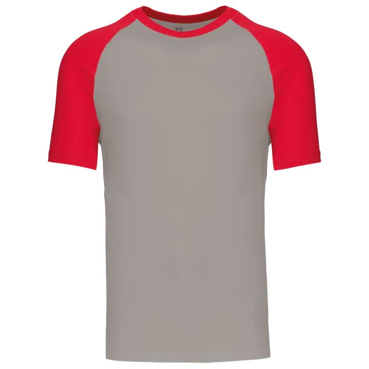 Baseball-Shirt, zweifarbig Light Grey / Red