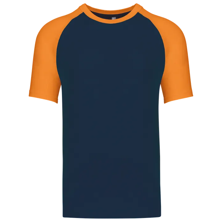 Baseball-Shirt, zweifarbig Navy / Orange