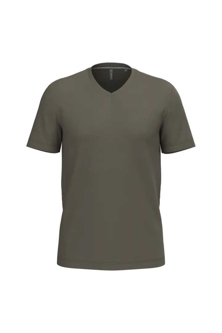T-shirt col V manches courtes homme Dark Khaki