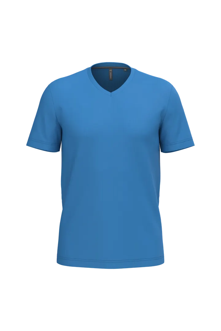 T-shirt col V manches courtes homme Light Royal Blue