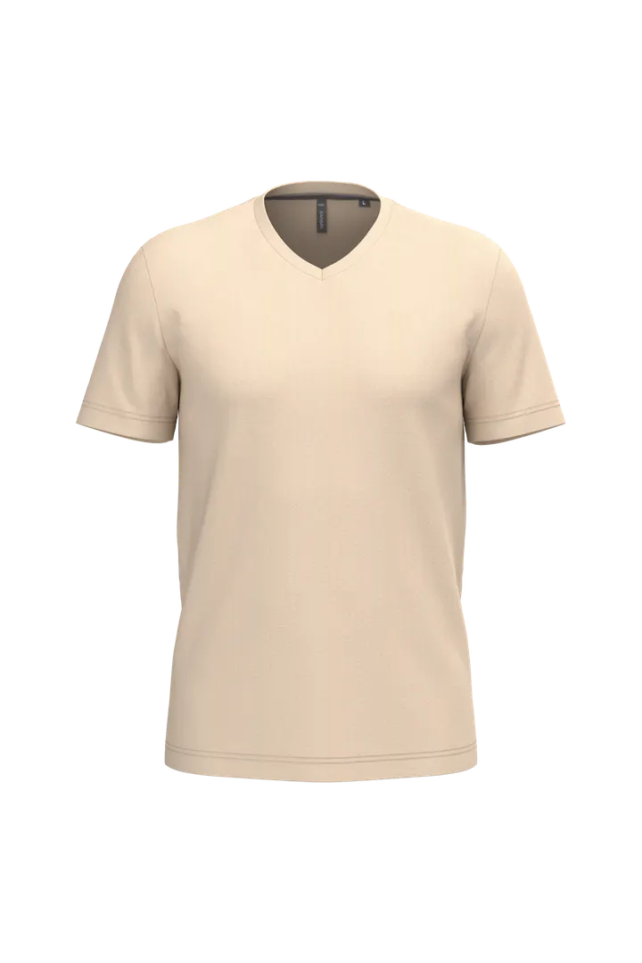 T-shirt col V manches courtes homme Light Sand