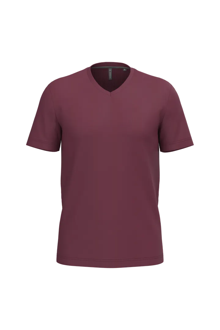 T-shirt col V manches courtes homme Wine
