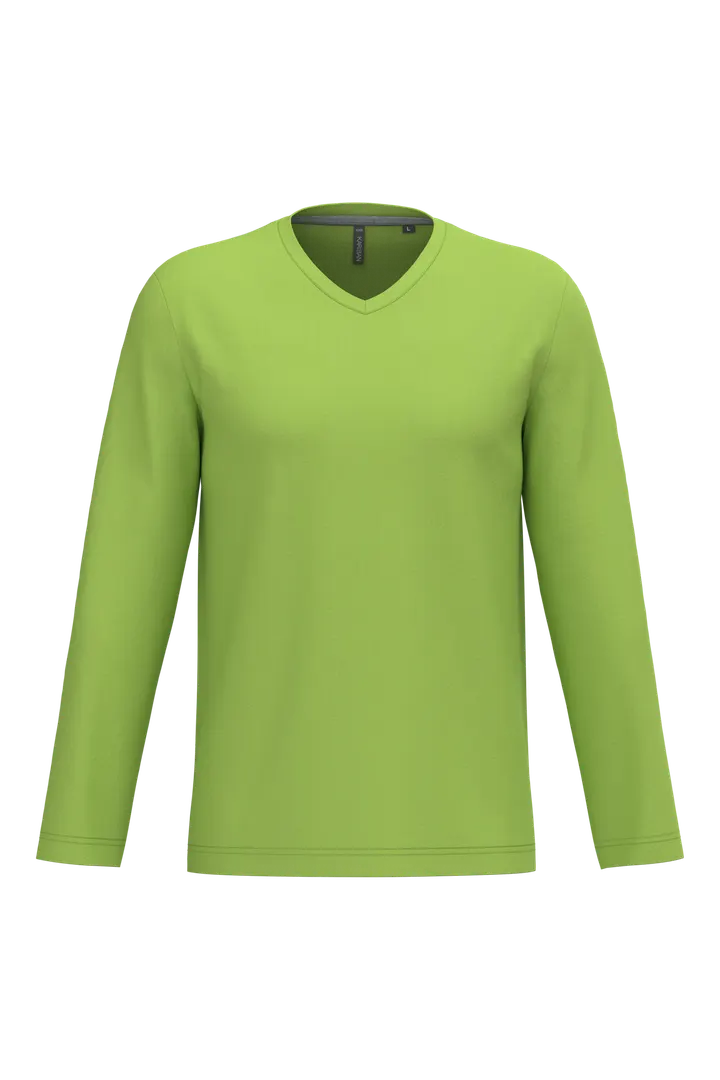 Herren Langarm-T-Shirt V-Ausschnitt Lime