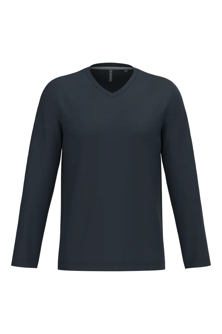 Herren Langarm-T-Shirt V-Ausschnitt Navy
