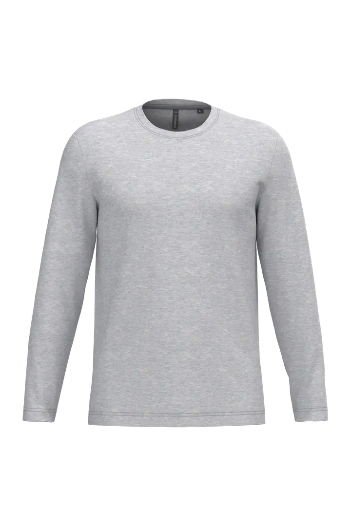 Herren Langarm-T-Shirt Rundhalsausschnitt Ash Heather
