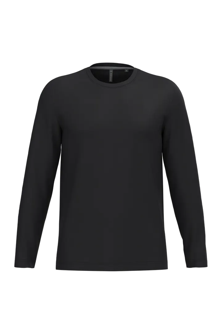 Herren Langarm-T-Shirt Rundhalsausschnitt Black
