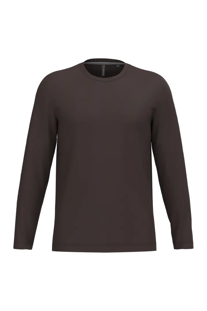 Herren Langarm-T-Shirt Rundhalsausschnitt Chocolate