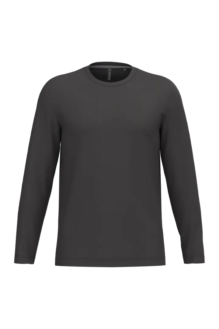 Herren Langarm-T-Shirt Rundhalsausschnitt Dark Grey