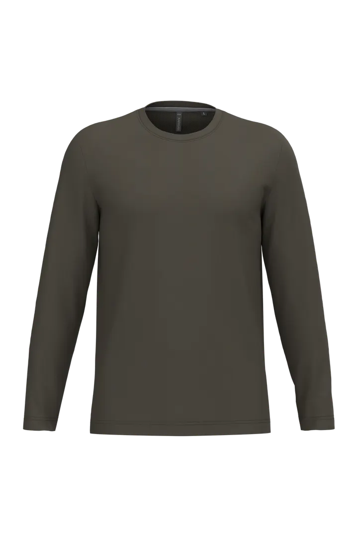 Herren Langarm-T-Shirt Rundhalsausschnitt Dark Khaki