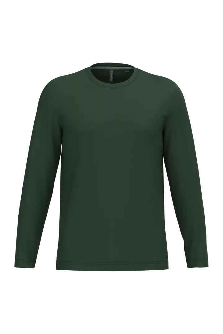 Herren Langarm-T-Shirt Rundhalsausschnitt Forest Green