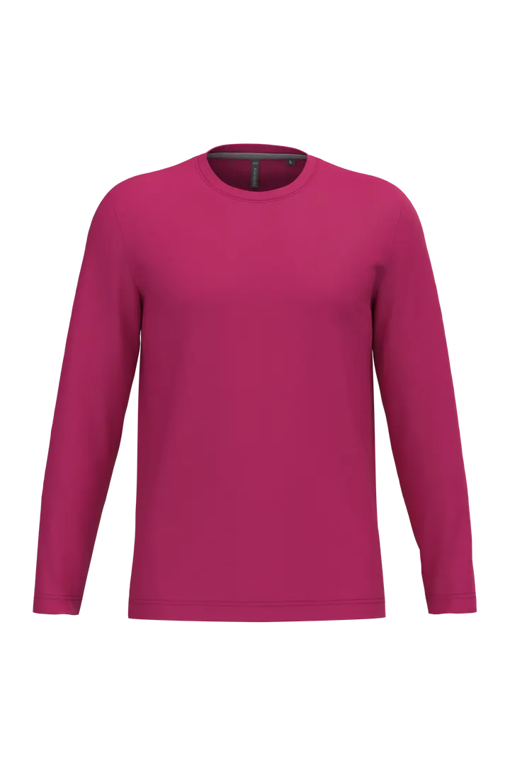 Herren Langarm-T-Shirt Rundhalsausschnitt Fuchsia
