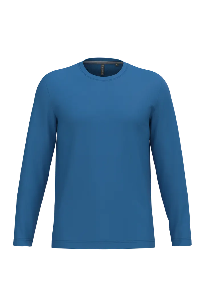 Herren Langarm-T-Shirt Rundhalsausschnitt Light Royal Blue
