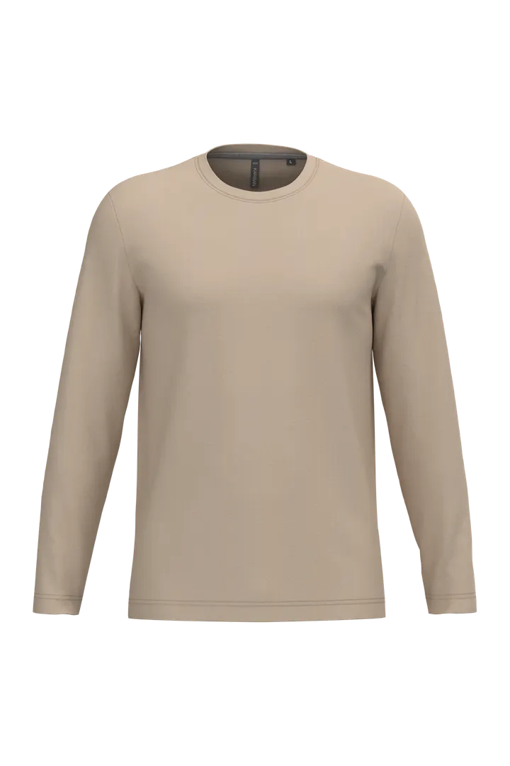 Herren Langarm-T-Shirt Rundhalsausschnitt Light Sand