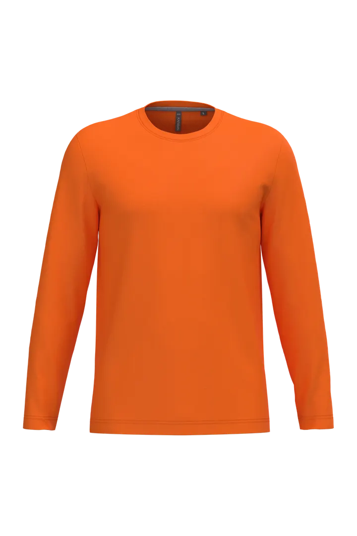 Herren Langarm-T-Shirt Rundhalsausschnitt Orange