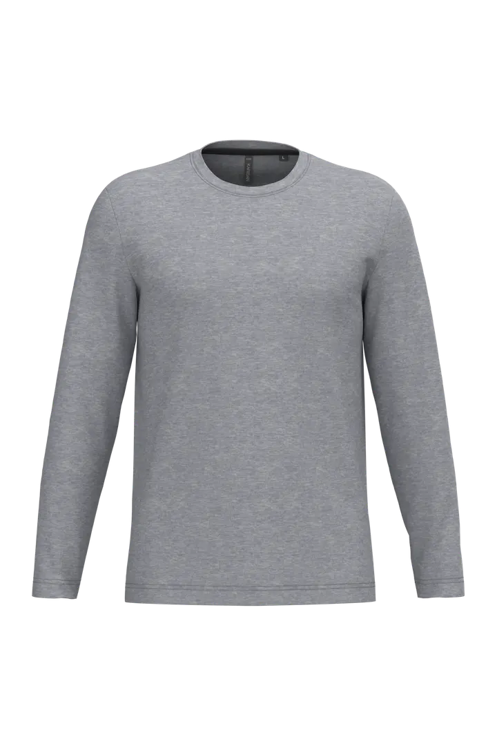 Herren Langarm-T-Shirt Rundhalsausschnitt Oxford Grey