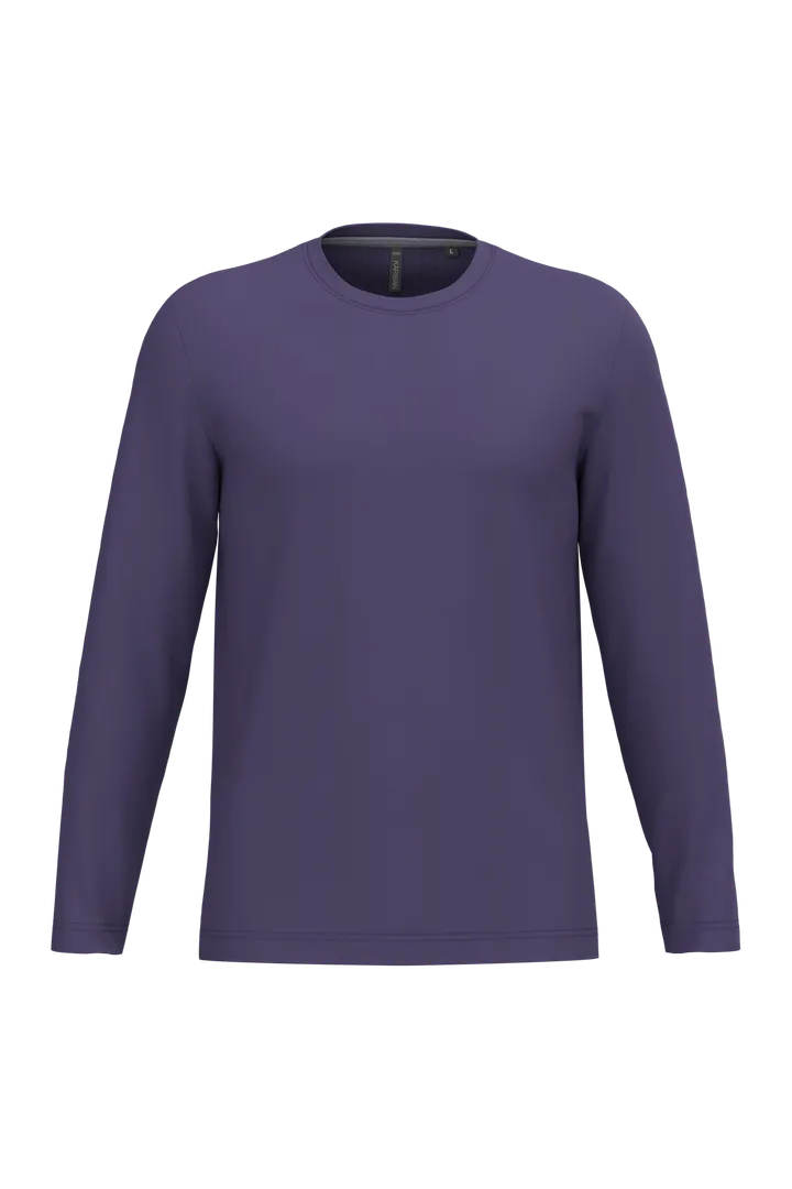 Herren Langarm-T-Shirt Rundhalsausschnitt Purple