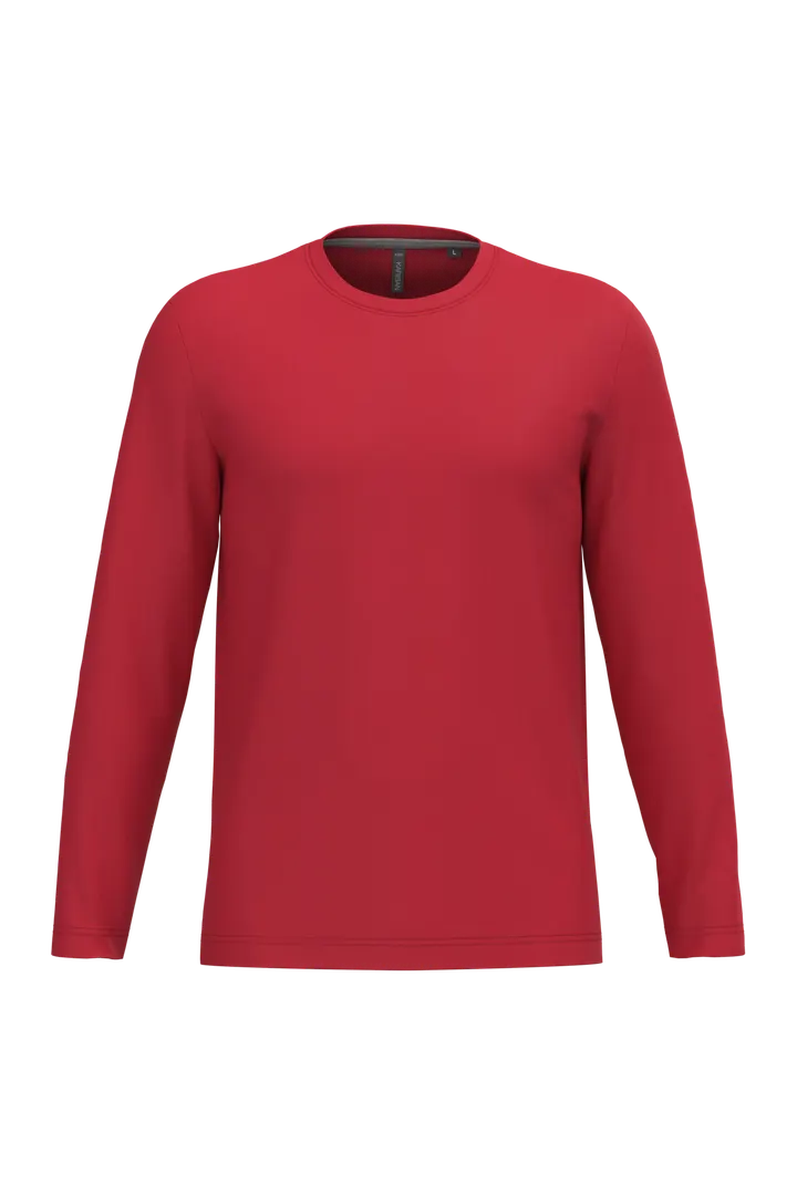 Herren Langarm-T-Shirt Rundhalsausschnitt Red