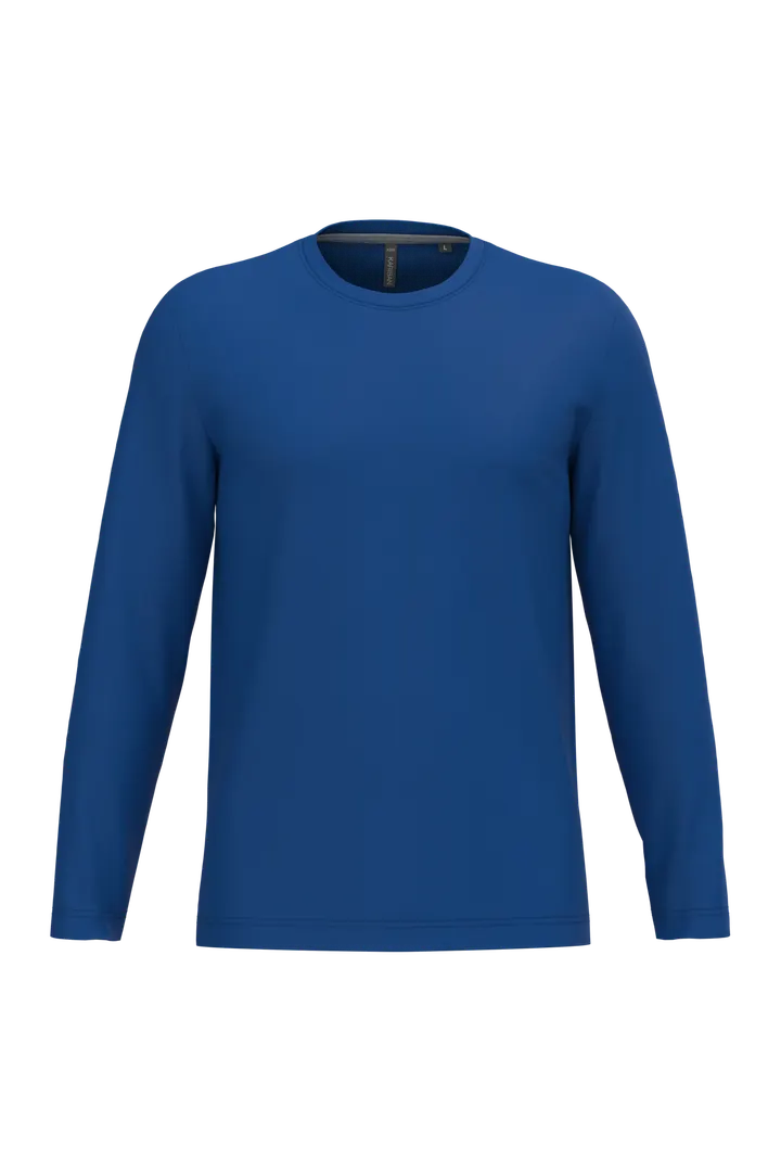Herren Langarm-T-Shirt Rundhalsausschnitt Royal Blue