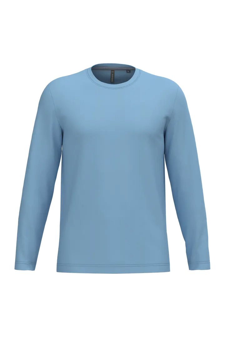 Herren Langarm-T-Shirt Rundhalsausschnitt Sky Blue