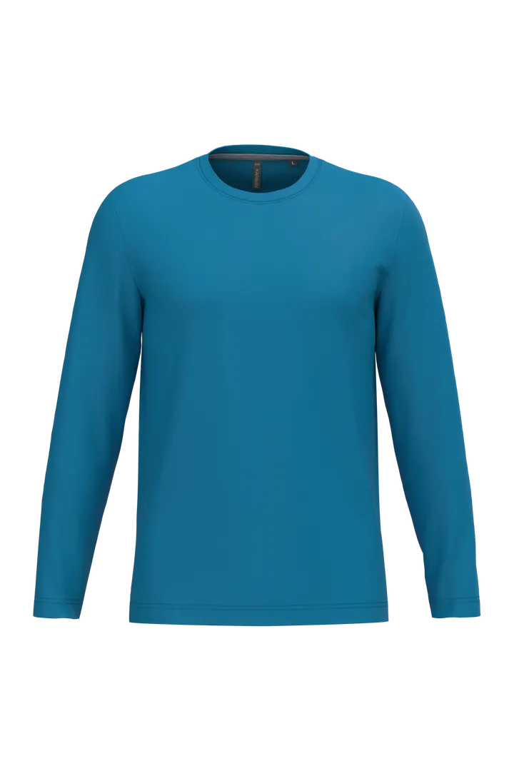 Herren Langarm-T-Shirt Rundhalsausschnitt Tropical Blue