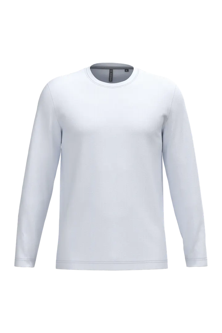 Herren Langarm-T-Shirt Rundhalsausschnitt White