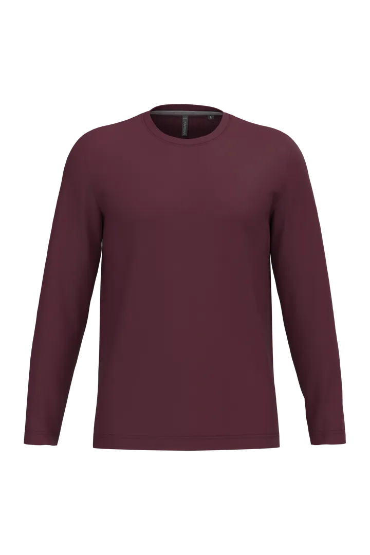 Herren Langarm-T-Shirt Rundhalsausschnitt Wine