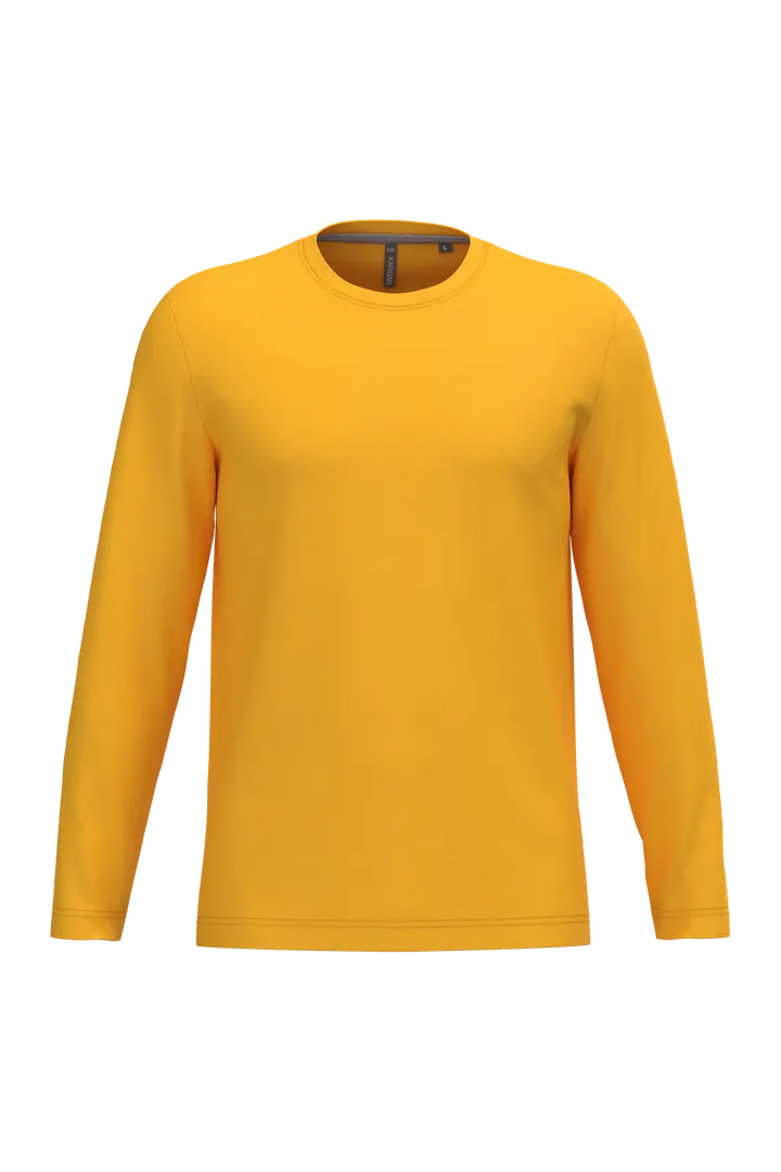 Herren Langarm-T-Shirt Rundhalsausschnitt Yellow