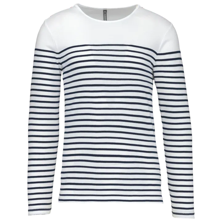 Herren-Marineshirt Langarm White / Navy Stripes