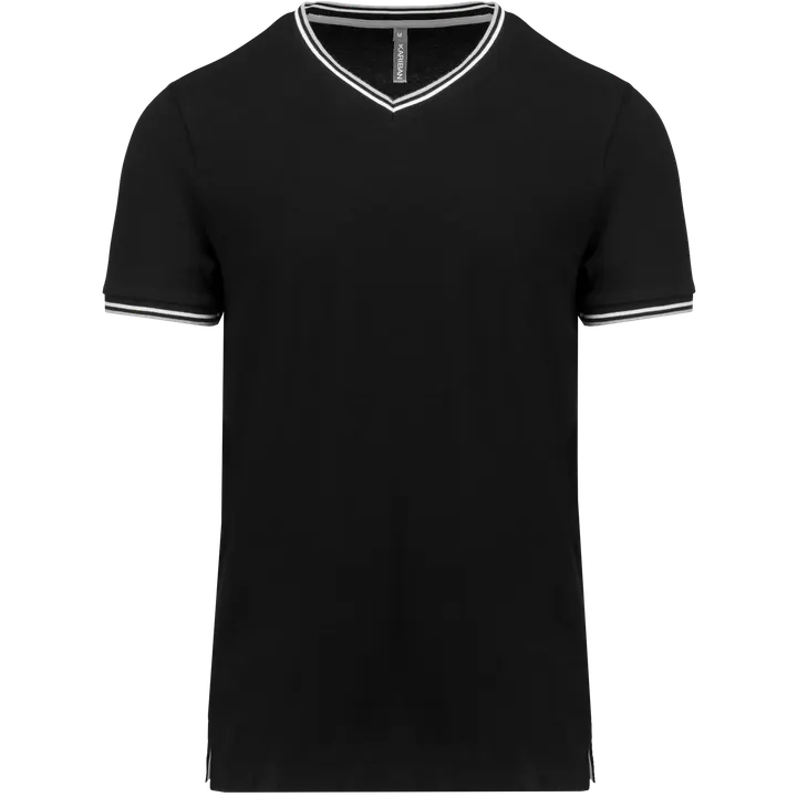 T-shirt maille piquée col V homme Black / Light Grey / White