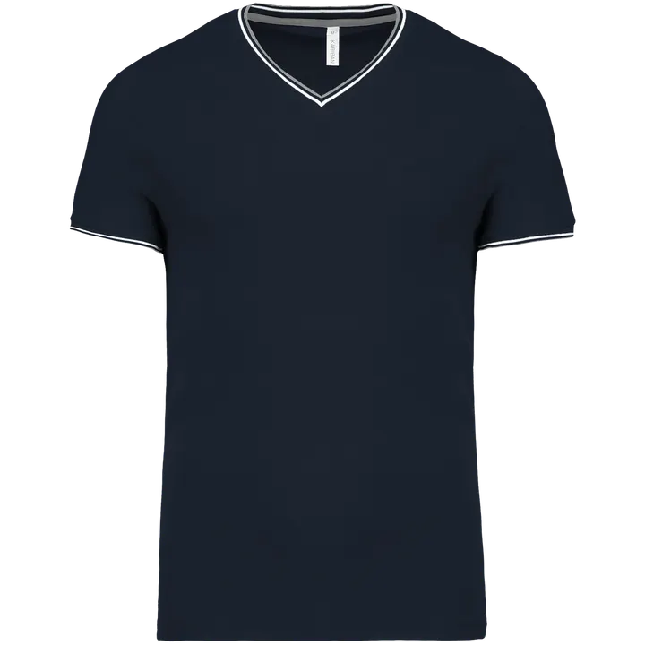 T-shirt maille piquée col V homme Navy / Light Grey / White