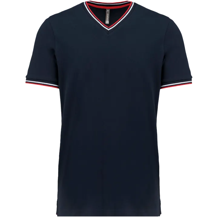 T-shirt maille piquée col V homme Navy / Red / White