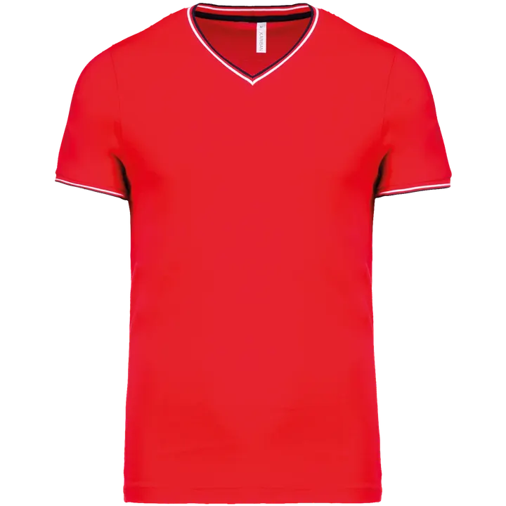 T-shirt maille piquée col V homme Red / Navy / White