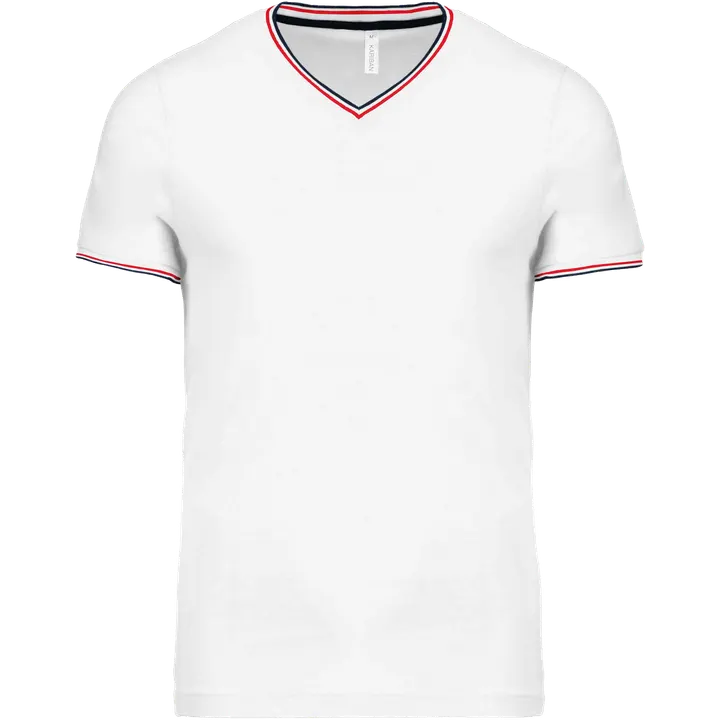 T-shirt maille piquée col V homme White / Navy / Red