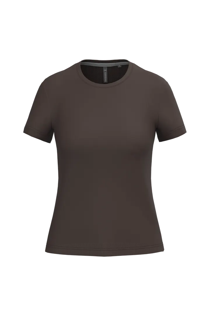 Damen-T-Shirt mit kurzen Ärmeln und Rundhalsausschnitt Chocolate
