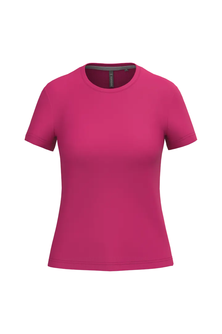Damen-T-Shirt mit kurzen Ärmeln und Rundhalsausschnitt Fuchsia