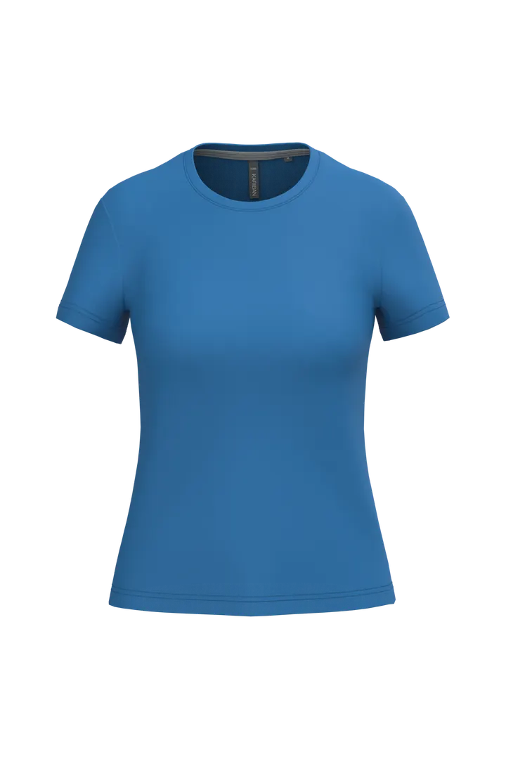 Damen-T-Shirt mit kurzen Ärmeln und Rundhalsausschnitt Light Royal Blue