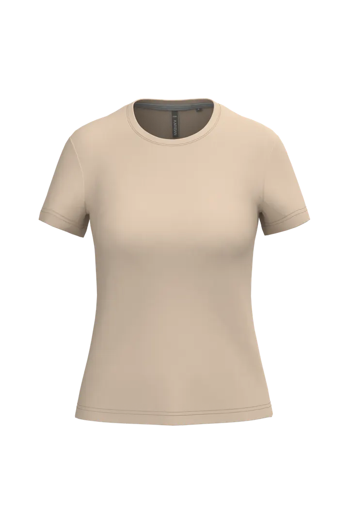 Damen-T-Shirt mit kurzen Ärmeln und Rundhalsausschnitt Light Sand