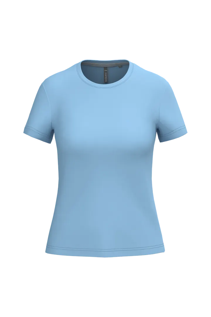 Damen-T-Shirt mit kurzen Ärmeln und Rundhalsausschnitt Sky Blue