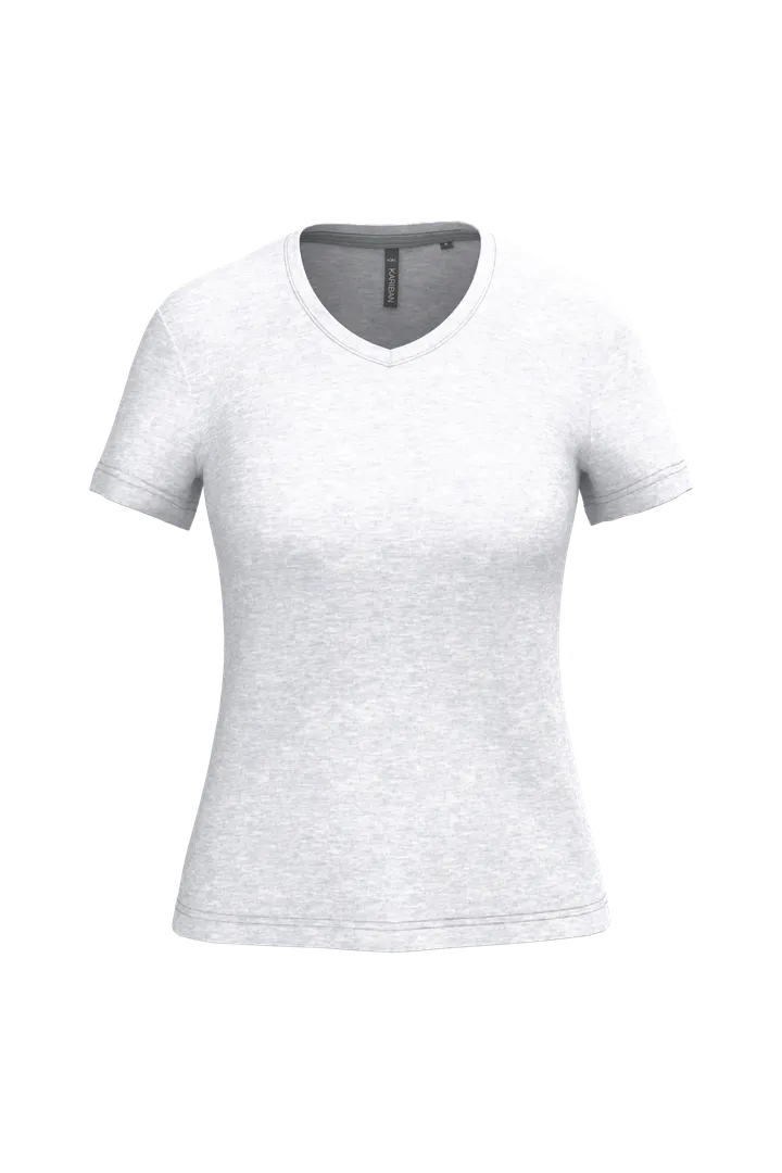 Damen-T-Shirt mit kurzen Ärmeln und V-Ausschnitt Ash Heather
