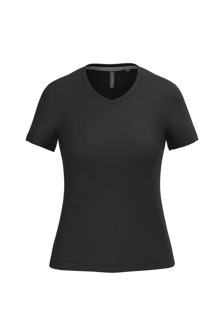 Damen-T-Shirt mit kurzen Ärmeln und V-Ausschnitt Black