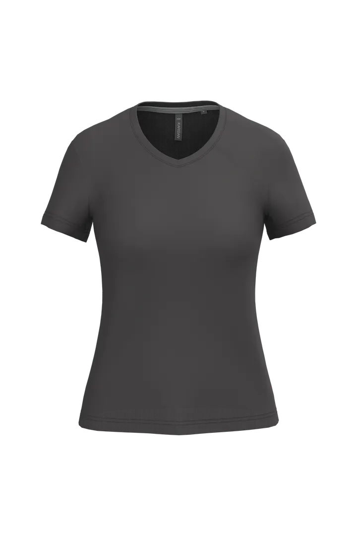 Damen-T-Shirt mit kurzen Ärmeln und V-Ausschnitt Dark Grey