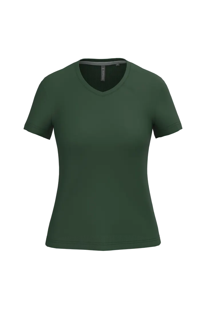 Damen-T-Shirt mit kurzen Ärmeln und V-Ausschnitt Forest Green