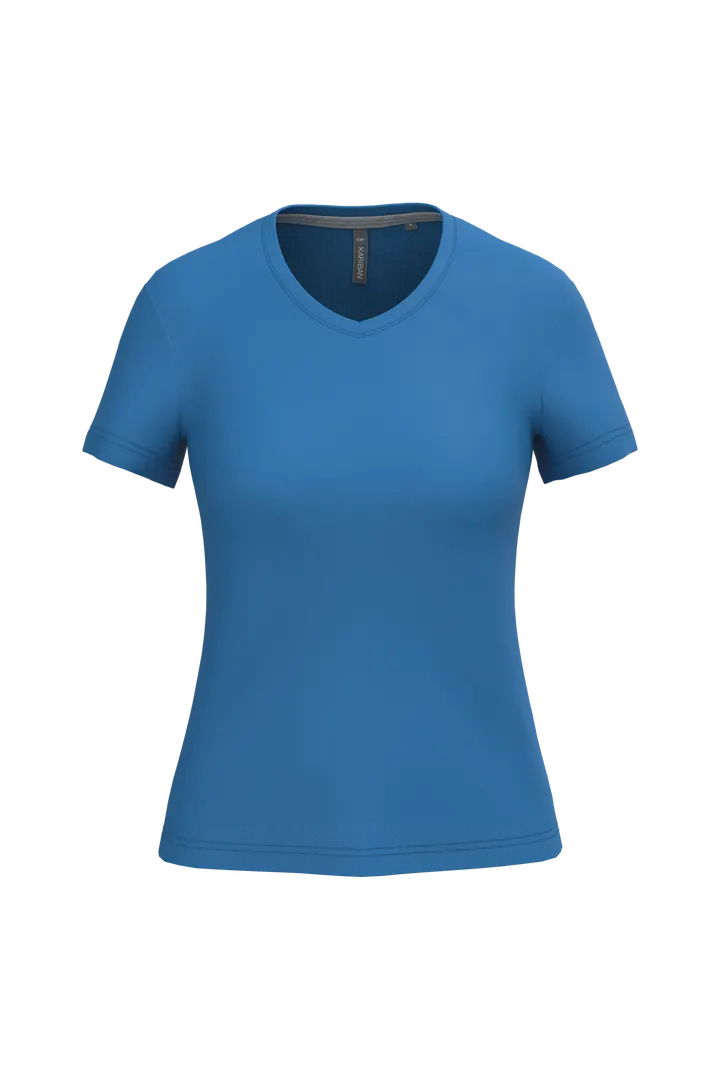 Damen-T-Shirt mit kurzen Ärmeln und V-Ausschnitt Light Royal Blue