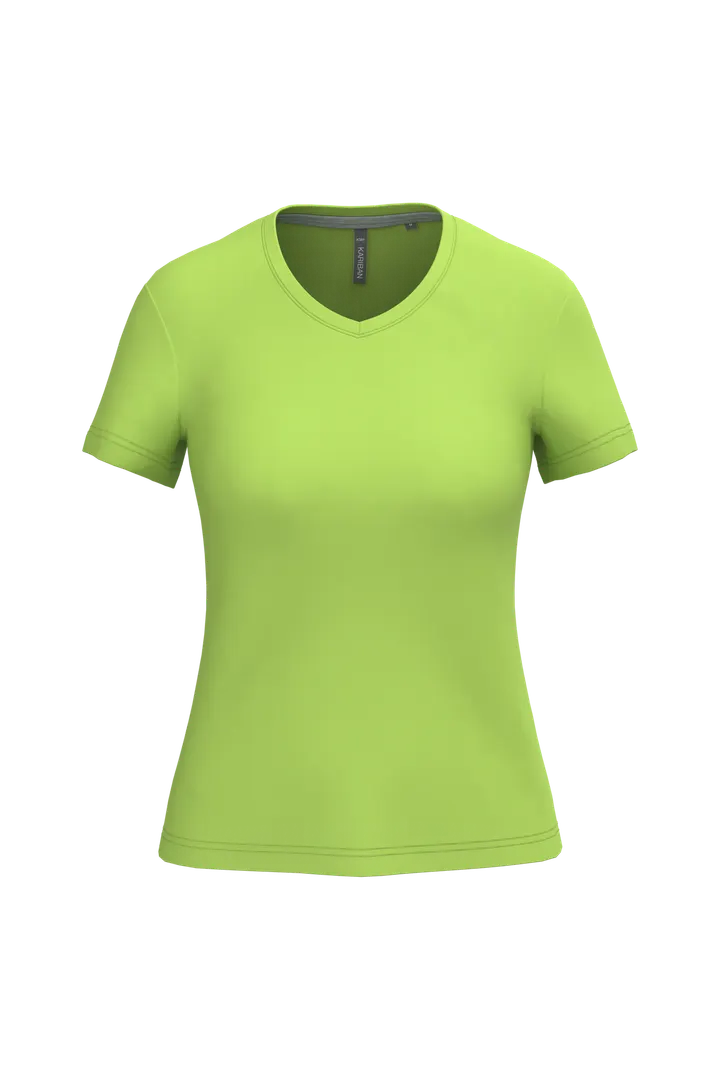 Damen-T-Shirt mit kurzen Ärmeln und V-Ausschnitt Lime