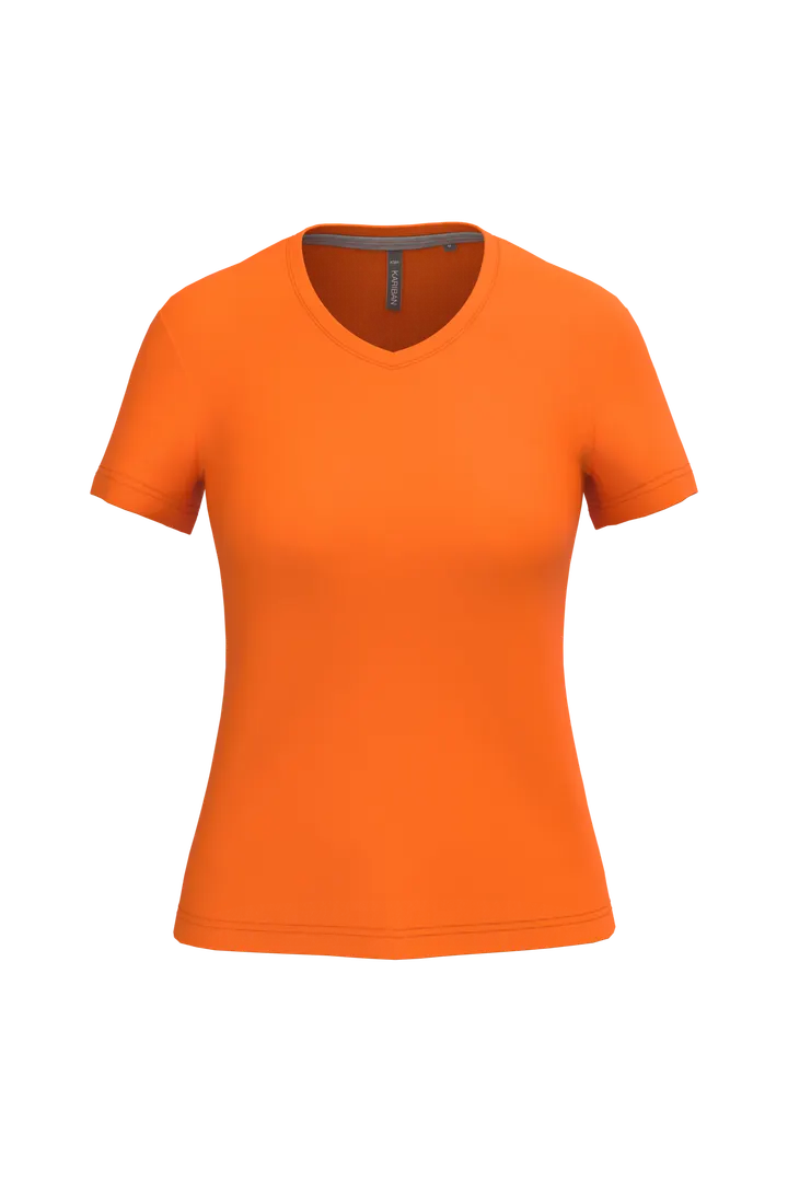 Damen-T-Shirt mit kurzen Ärmeln und V-Ausschnitt Orange