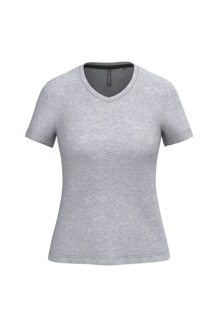 Damen-T-Shirt mit kurzen Ärmeln und V-Ausschnitt Oxford Grey